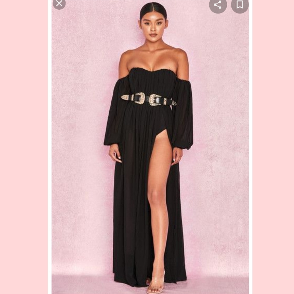 Marlena Black Chiffon Maxi Dress